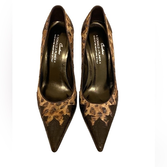 Donald J Pliner, Couture Vintage Leather Leopard Print, Brown, 3”Heels. Sz 7.5M - Picture 3 of 7